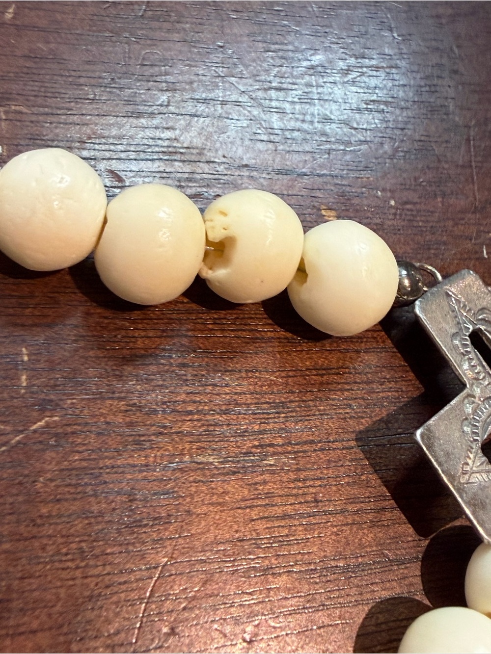 Vintage Southwestern AJM Stamped 925 Silver Cross Pocket Rosary Bracelet Bead - Picture 8 of 8